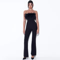 European And American Sexy Tube Top Feather Bandage Jumpsuit