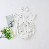 Girl's Flying Sleeve One-piece Romper Suit