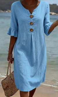 Summer Womens Solid Colored Cotton Dress