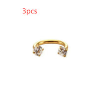 Stainless Steel Piercing Ornaments Round Double Zircon Nose Ring U-shaped Nose Ring