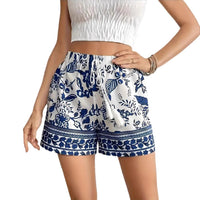 Printed Lace-up Casual Loose-fitting Shorts