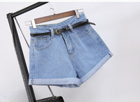 High-Waisted Denim Shorts Women's Loose Crimping Large Size Thin A Word Wide Legs