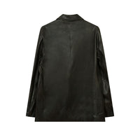 American Solid Color PU Leather Suit Jacket Men