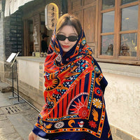 Ethnic Style Sun Protection Talma Tibet Desert Travel Thin Holiday Silk Scarf