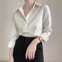 Women's High-grade Green Satin Shirt