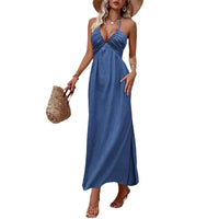 Women's Strap V-neck Dress With A Slit