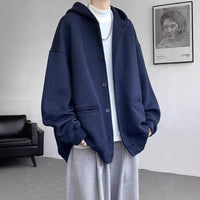 Waffle-Weave Corduroy Cardigan Sweater Mens AutumnWinter