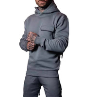 Fashion Casual Patch Pocket Cotton Plus Size Hooded Pullover