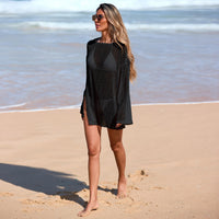 Fashion Hollow Round Neck Long Sleeve Blouse Women