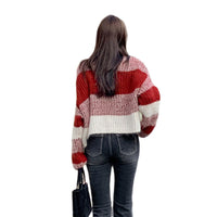Christmas Sweater Mohair Off-shoulder Sweater For Fall And Winter