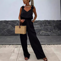 Casual Loose Women's Wear New Suspender Sleeveless Pocket Jumpsuit