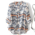 Chiffon Shirt Retro Art Floral Print Lapel Shirt
