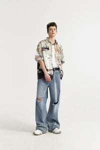 New Trendy Brand Street Retro Style Personality Washed Wide Leg Jeans