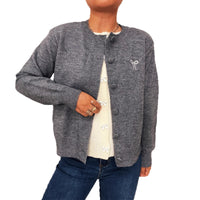 Two-piece Bow Embroidered Button Knitted Sweater Cardigan For Women