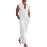 Mens Striped Sleeveless Top And Pants Set