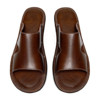 Mens Leather Non-slip Deodorant Slippers