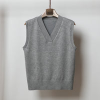 V-neck Sleeveless Sweater Vest Women's Black Top Outerwear Thin Knitwear