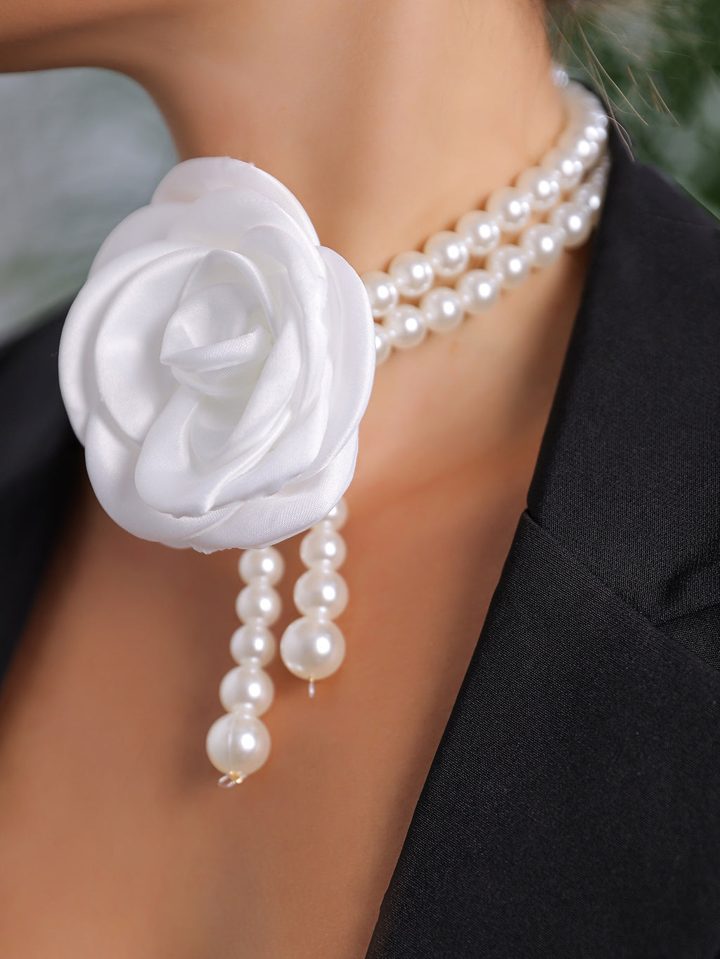 Pearl Necklace Evening Dress Accessories Flower Clavicle Necklace