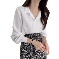 Simple Suit Collar Chiffon Shirt Women's Long Sleeve Shirt