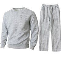 Solid-color Sporty And Casual Jacquard Men's Hoodie And Pants Set