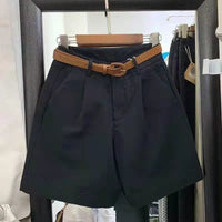 Womens Loose Slimming High-waisted Wide-leg Outerwear Shorts
