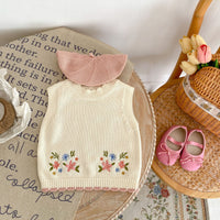 Autumn Children's Cute Embroidered Round Neck Pullover Vest