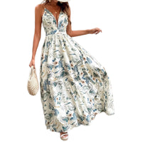 Womens Sleeveless Deep V-Neck Cross-Tie Dress
