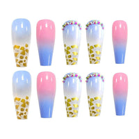 Gold Foil Diamond-embedded Nail Stickers Nail Finished Product