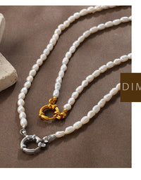 Retro Gentle And Elegant Freshwater Pearl Bracelet And Necklace Set With Stainless Steel Metal Clasps For Commuting Collar Chain