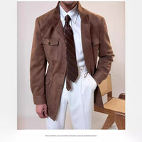 Spring Italian Suede Stand Collar Safari Jacket Jacket