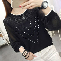 Chiffon Ice Silk Knitted Bottoming Shirt Long Sleeve Round Neck