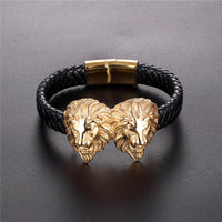 Mens Jewelry Titanium Steel Stainless Steel Black Leather Cord Bracelet