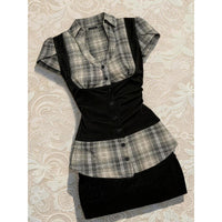 Nostalgic Film Style Summer New Retro Defined-Waist Top And Flirty Skirt