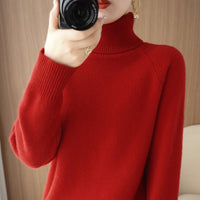 Women's Fashion High Collar Knitted Sweater