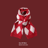 New Year Gift Red Lovers Wild Plaid Warm Wool Scarf