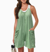 Womens Casual Sleeveless Camisole Jumpsuit With Front Pockets