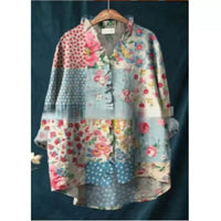 Loose-fitting Printed Crew-neck Casual Plus-size Womens Top