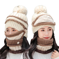Warm knitted cotton hat suit