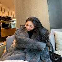 Coat Women's Wool Fur Profile Mid-Length Faux Fur