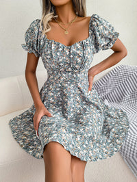 Women  Elegant Floral Print Tie Waist Flowy Dress