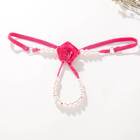 European And American Sexy Pearl Massage T-string Rose Thong