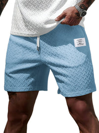 Loose-fitting Solid-color Jacquard Drawstring Casual Shorts Beach Pants