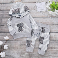 Long-sleeved striped elephant sweater