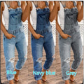 Hole washed slim fit Jumpsuit