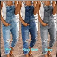 Hole washed slim fit Jumpsuit