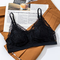 French Lace Backless Sexy Teardrop-Cup Thin-Cup Push-Up Anti-Sag Wireless Deep-V Beautiful-Back Bra