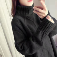 Cable-knit Sweater Women's Lapel Long Sleeve Diamond Lattice