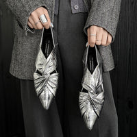 Womens Hidden-Heel Deep-V Shallow Shoes With Pointed Toe Cross-Strap Cutout Design