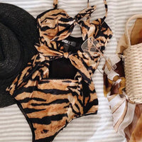 Leopard print sexy strappy swimsuit
