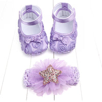 Children's photo shoot headwear baby shoes set